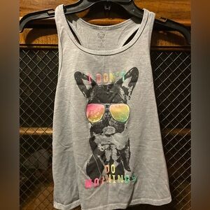 Gray Dog Graphic Tank Top I don’t do mornings size Large